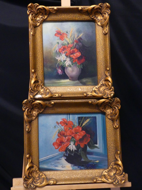 Olieverfschilderijen – Ronsmans - bloemenvazen 20e eeuw